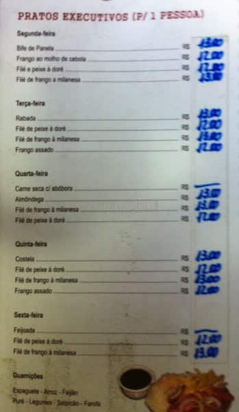 Bar Bunda de Fora cardápio