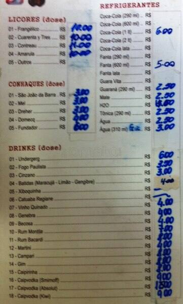 Bar Bunda de Fora cardápio