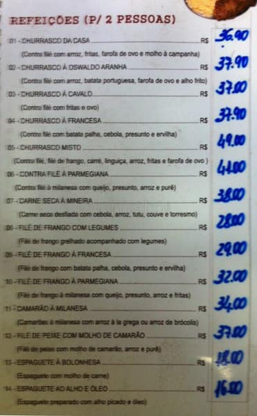 Bar Bunda de Fora cardápio