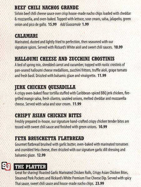 Menu at Shoeless Joe's Sports Grill pub & bar, Kemptville