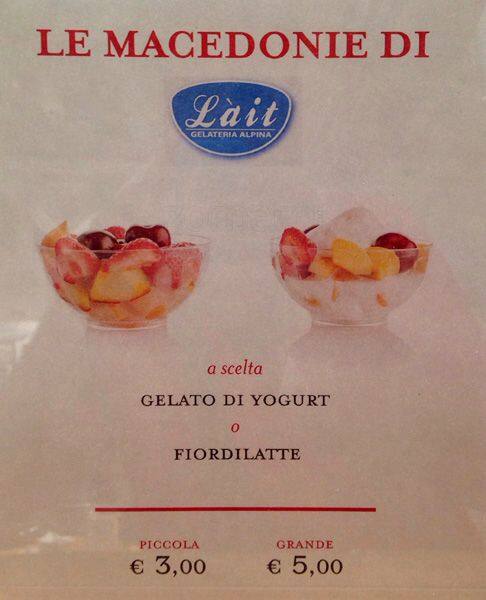 Menu di Làit Gelateria Alpina 