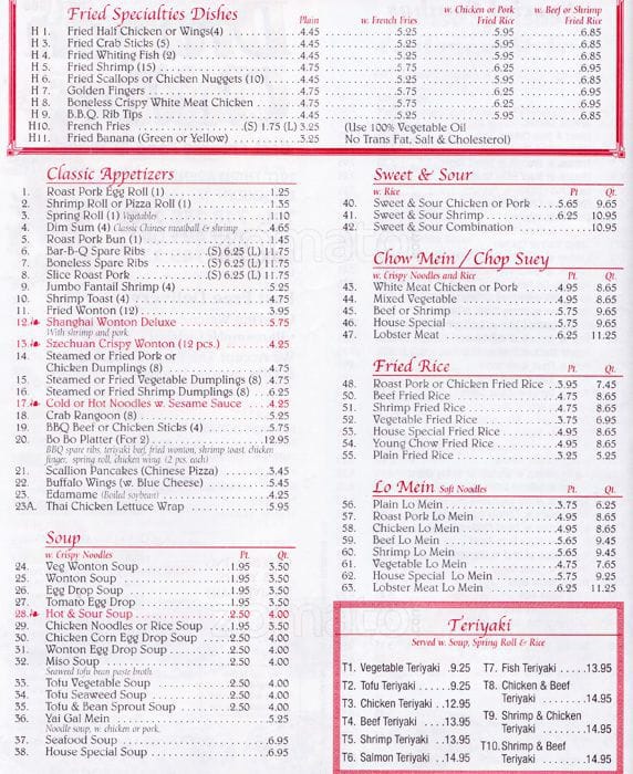 Dragon China Menu, Menu for Dragon China, Bayridge, New York City