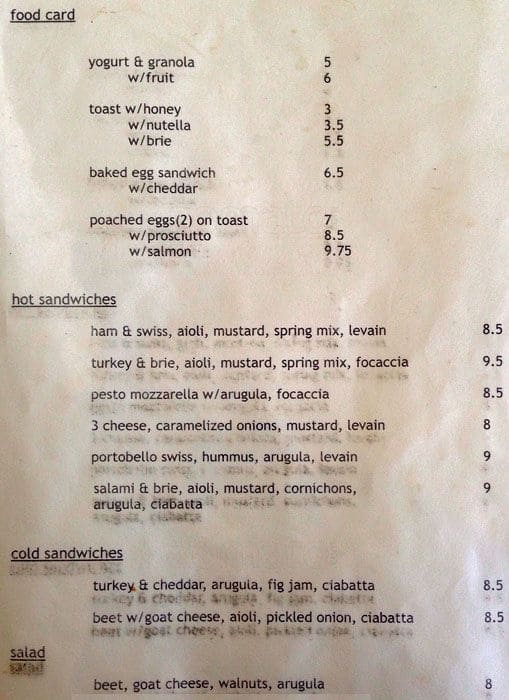 Menu at Arbor Cafe, Oakland