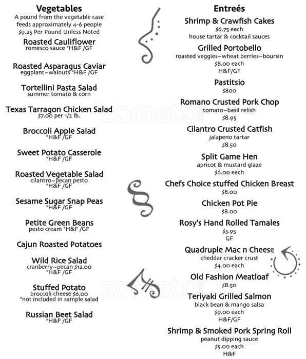 Menu at Cafe 1217, Hot Springs