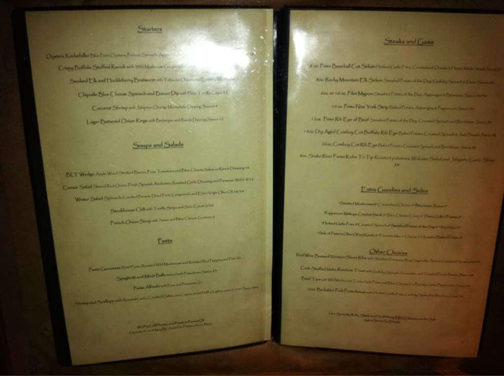 Million Dollar Cowboy Steakhouse Menu Urbanspoon/Zomato