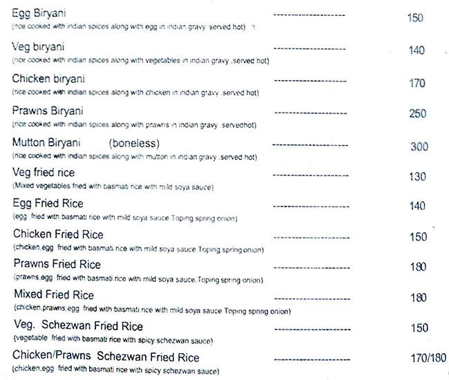 Carvalho's Bar & Restaurant menu