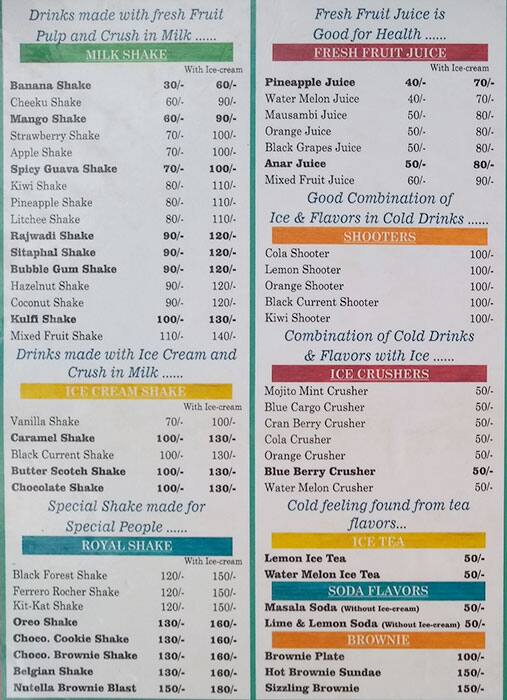 Tinku's menu