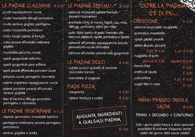 Mezzochilo Speisekarte