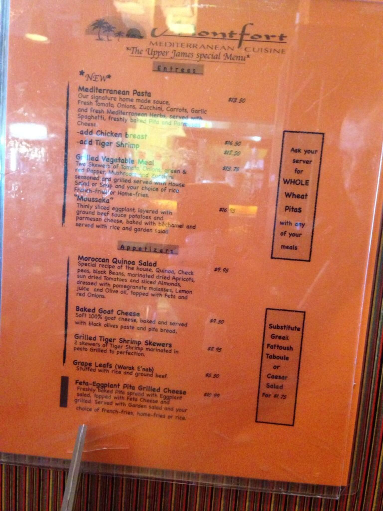 Montfort Grill House Menu, Menu for Montfort Grill House, Hamilton