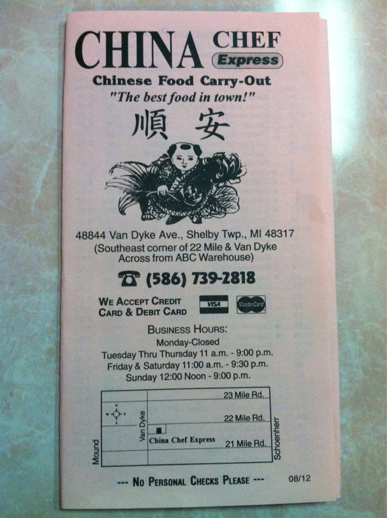 Menu at China Chef Express restaurant, Shelby charter Township