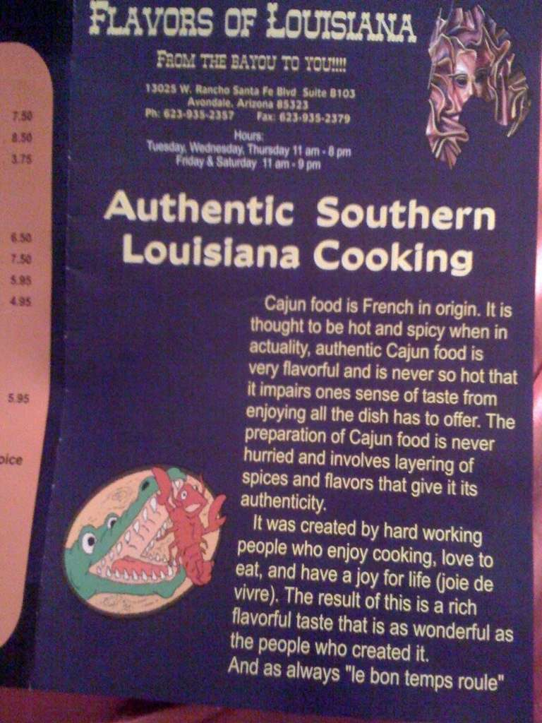 Flavors of Louisiana Menü, Flavors of Louisiana, Avondale, Maricopa