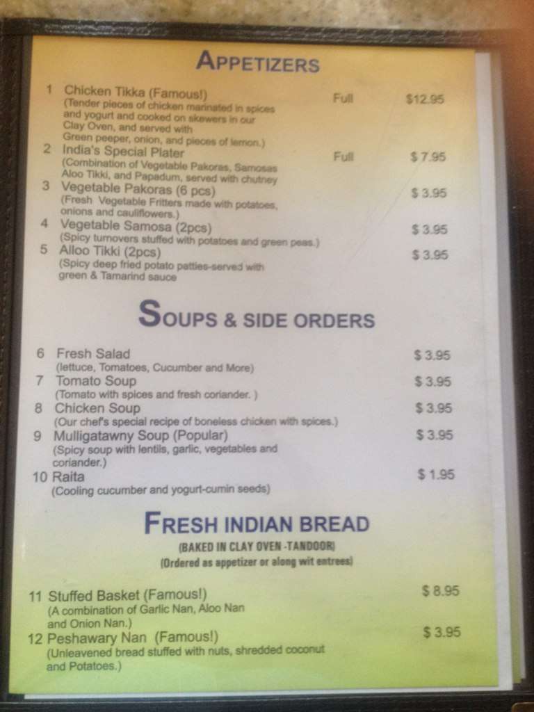 India Clay Oven Menu, Menu for India Clay Oven, Branson, Branson