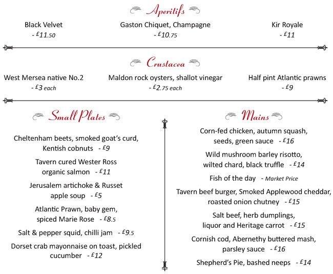 Tavern Steak & Oyster Menu Zomato UK