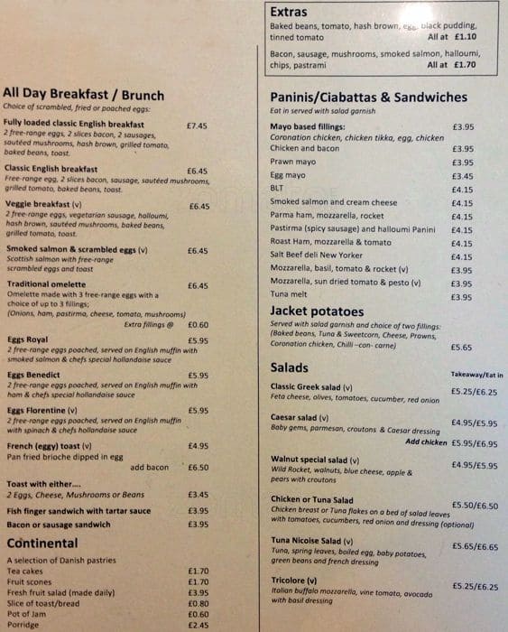 Walnuts Cafe a London Foto del Menu con Prezzi Zomato UK