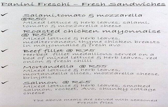 Menu bij Demi's Fresh Italian restaurant, Randburg