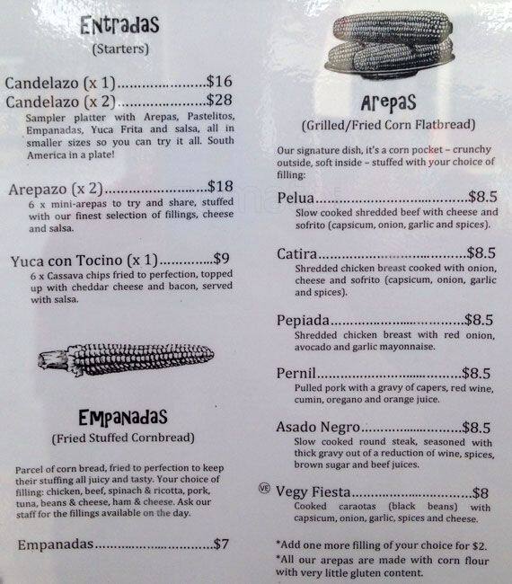 candela bar and grill menu
