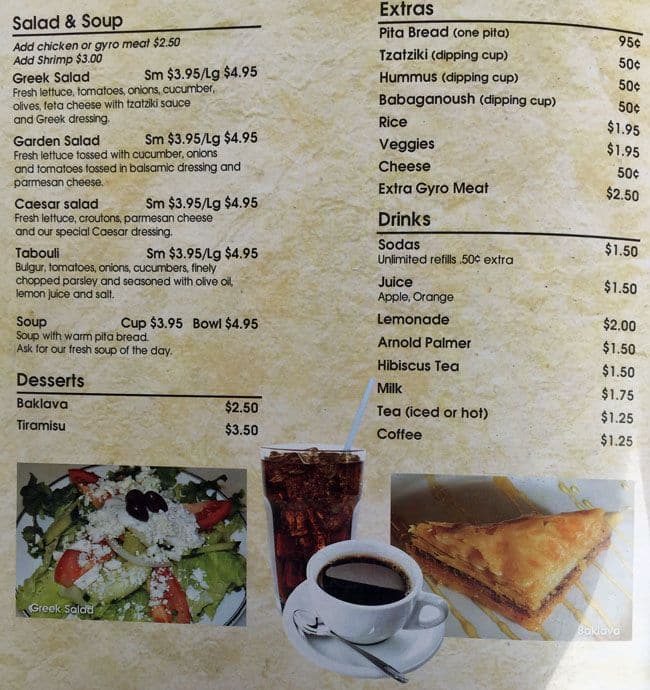 Menu at Bella Balducci's restaurant, Monroe