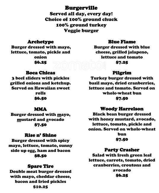 Cow Bells menu