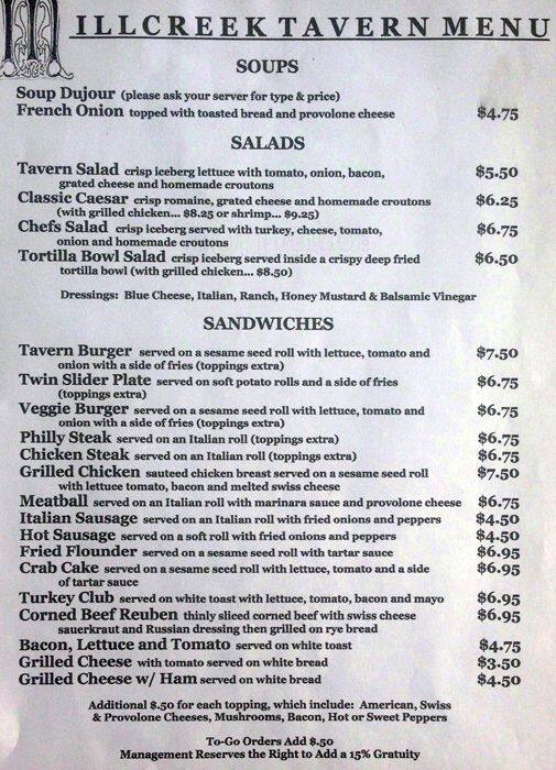 Millcreek Tavern Menu, Menu for Millcreek Tavern, Kingsessing