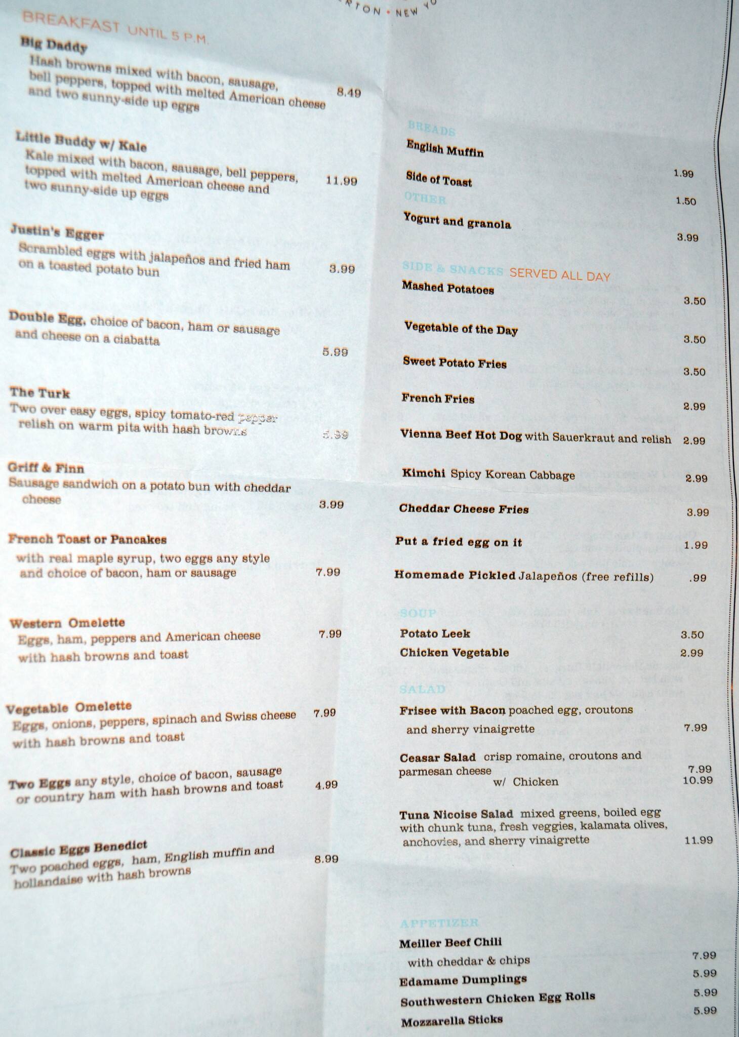 Menu at Oakhurst Diner restaurant, Millerton