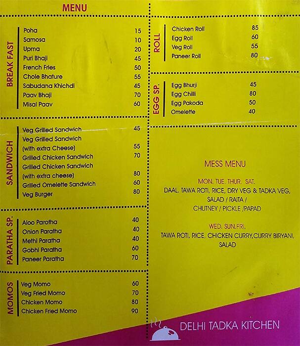 Delhi Tadka Kitchen Menu Menu For Delhi Tadka Kitchen Narhe