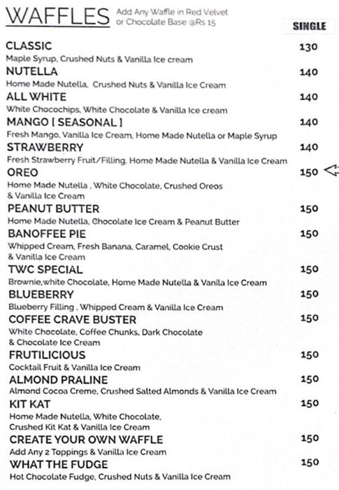 The Waffle Co menu