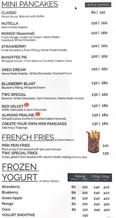 The Waffle Co menu