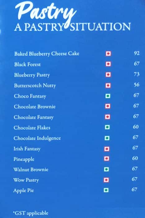 Unibic French Loaf Bakery and Cake Shop IB Block Kolkata menu