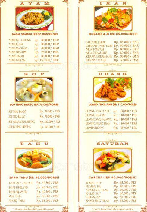 A Hwa Jelambar Menu