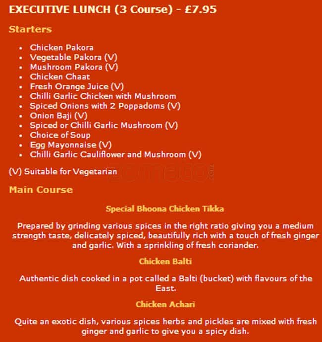 Menu at Alishan Tandoori fast food, Glasgow