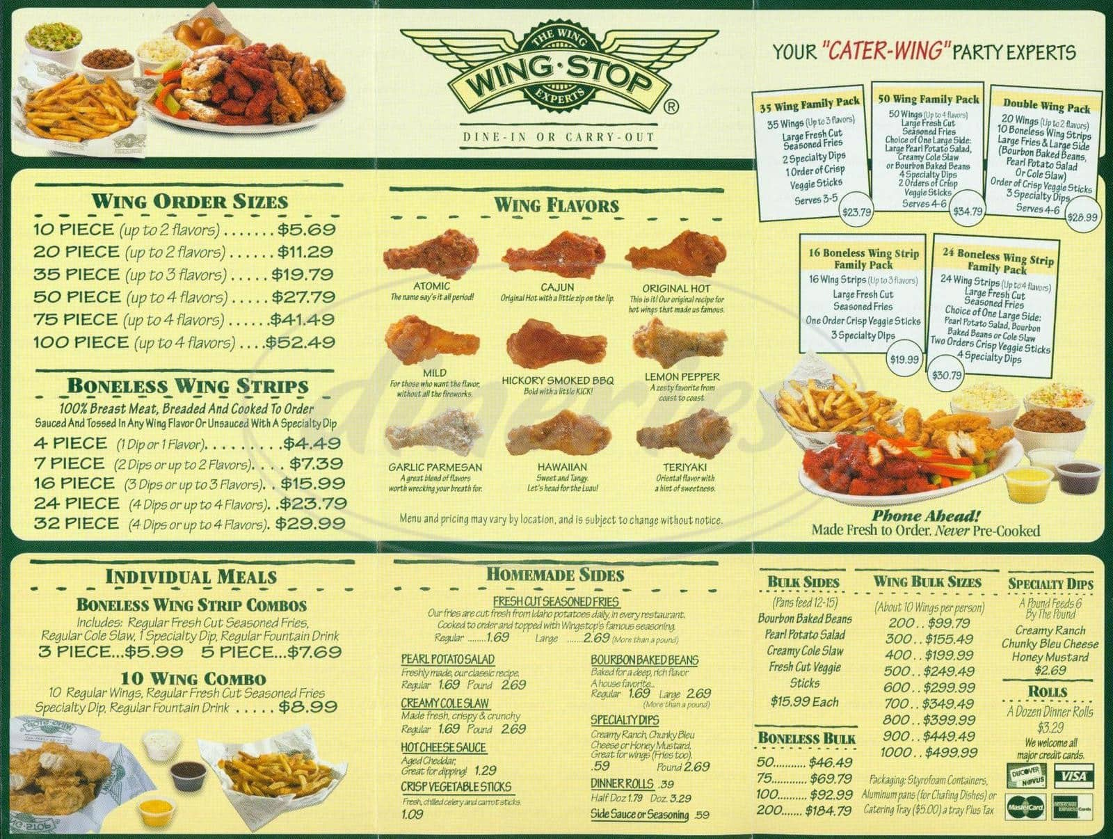 Wing Stop Menu, Menu for Wing Stop, Sunrise Manor, Las Vegas