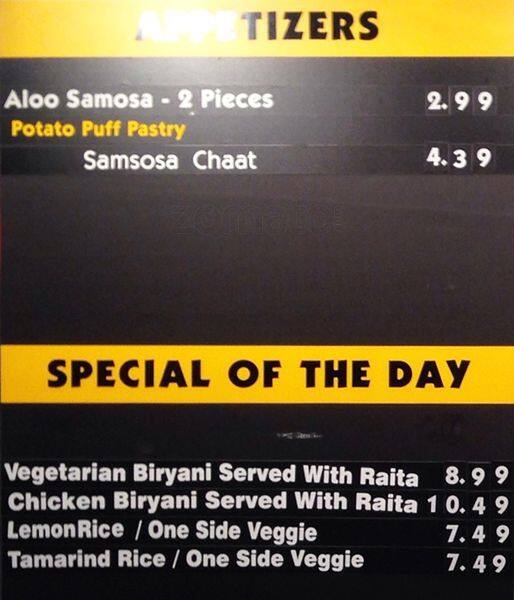 Cafe Spice Menu, Menu for Cafe Spice, Rittenhouse Square, Philadelphia