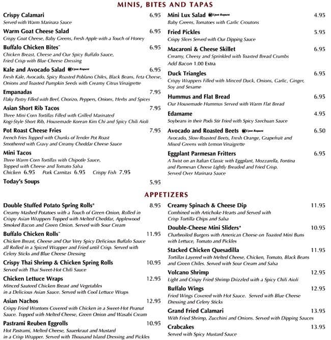 Grand Lux Cafe Menu, Menu for Grand Lux Cafe, North Burnet, Austin ...