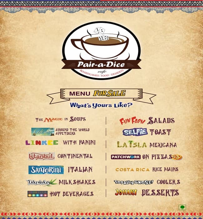 Pair A Dice Cafe Menu, Menu for Pair A Dice Cafe, Oshiwara, Andheri
