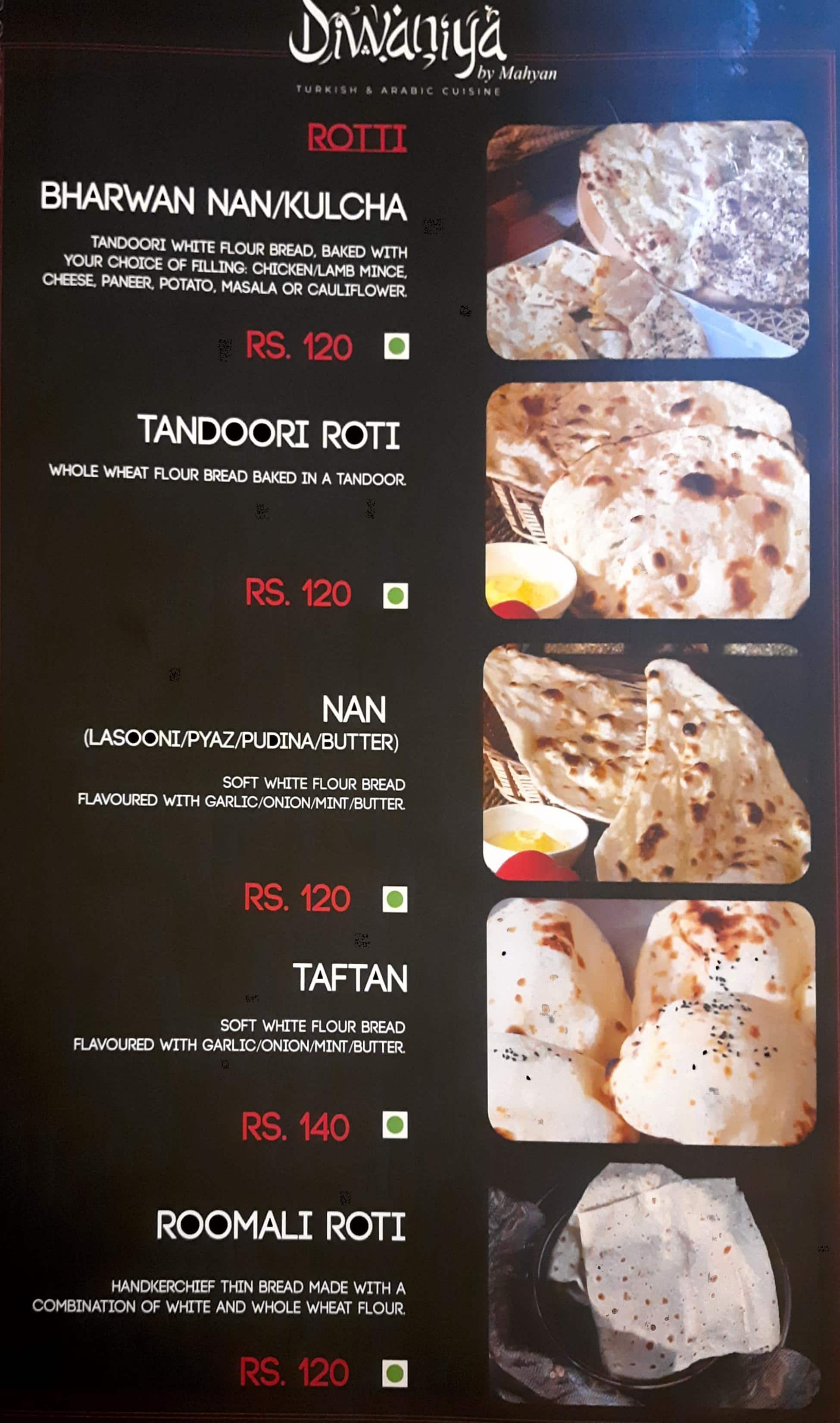 arabic foods menu