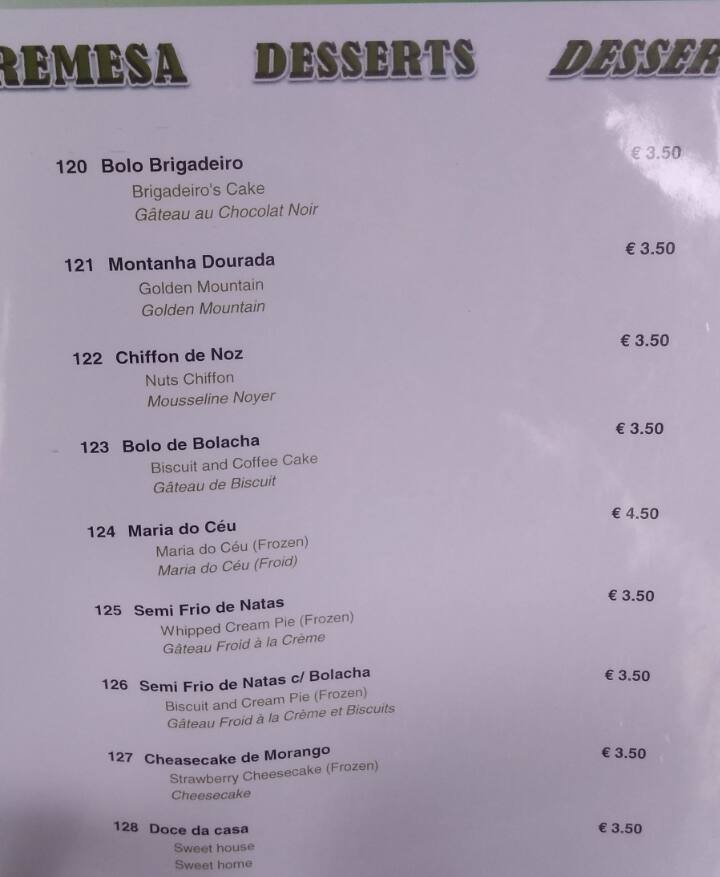 Menu At A Carvoaria Steakhouse Lisbon R Basilio Teles 4