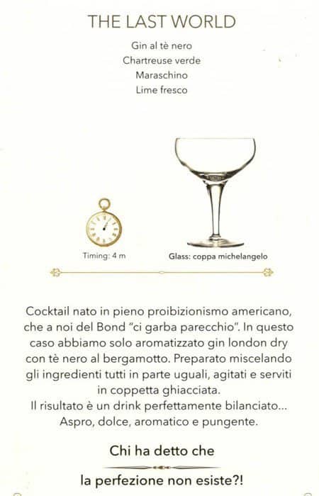 Menu di Bond Milano 