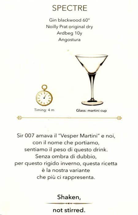 Menu di Bond Milano 