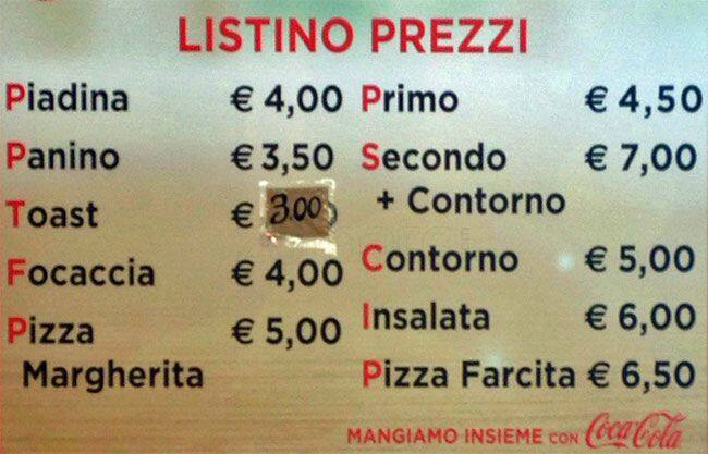 Menu di Eurobar 