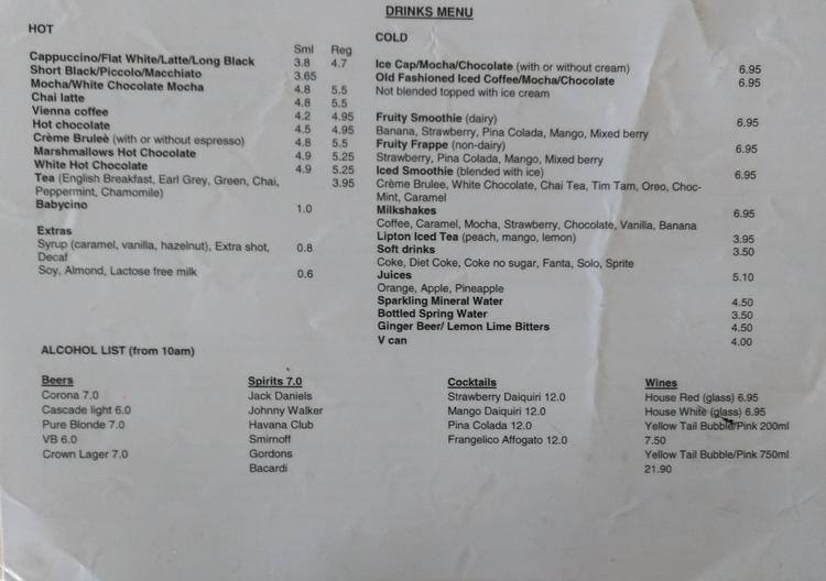 Java Lava Cafe menu