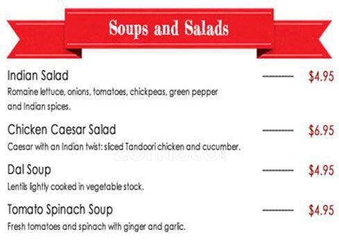 Mirch Masala Indian Food Restaurant menu