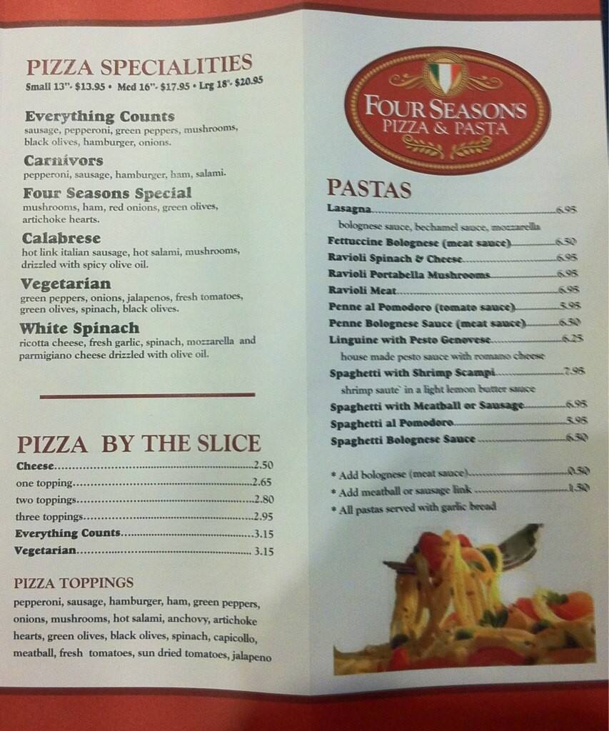 seasons pizza menu