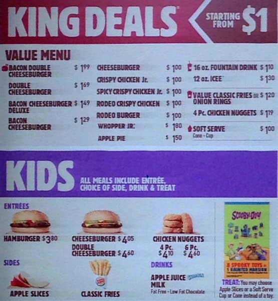 Burger King Menu Menu For Burger King Sedgefield Charlotte