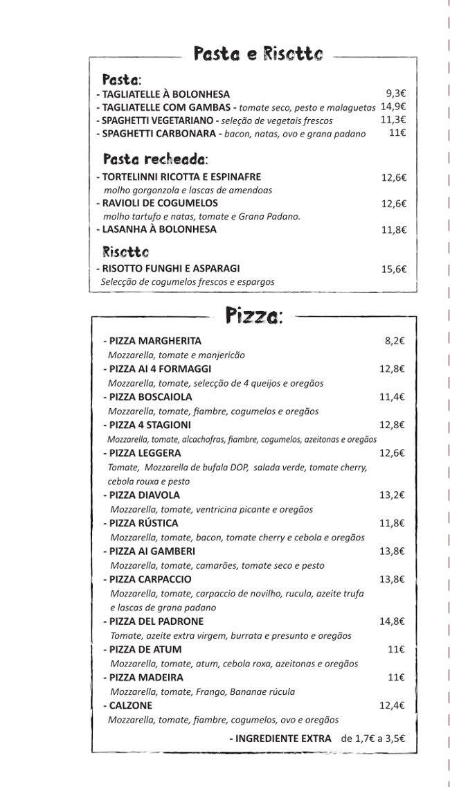 Menu at Galeria Mozzarella Gastrobar, Estoril
