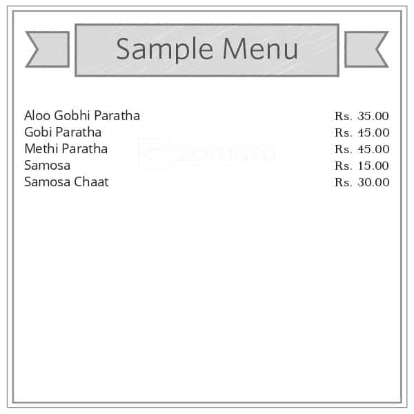 Menu of Royal Paratha's, BTM, Bangalore