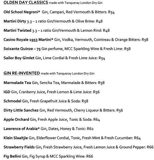 Mother's Ruin Gin Bar Menu Zomato SA