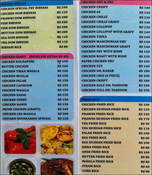 Hyderabad Food House Menu, Menu for Hyderabad Food House, Calangute
