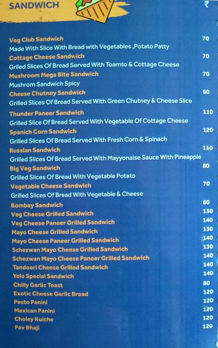 Cafe Yolo menu