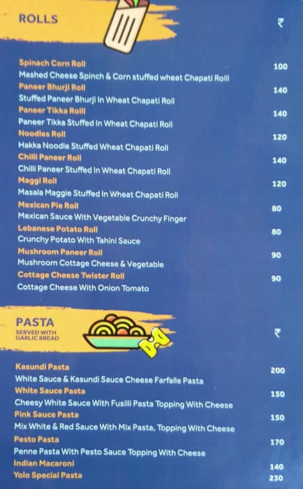 Cafe Yolo menu