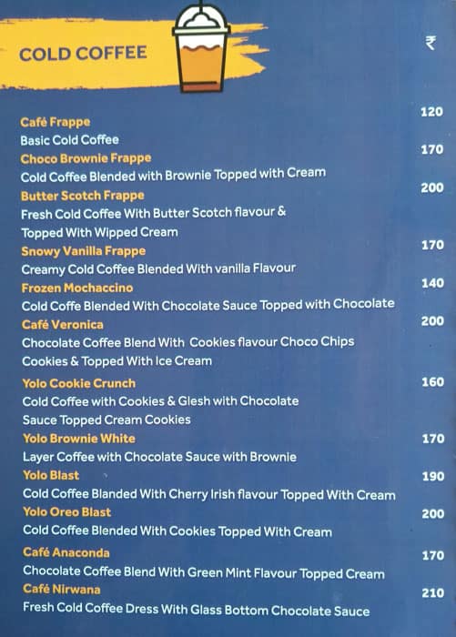 Cafe Yolo menu